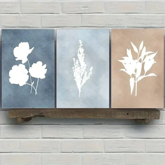 3pcs Floral Poster Abstract Art Dormitory Metal Print Ready to Hang Art