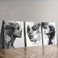 3pcs Stunning Woman Created From Smoke  Wall Art Set Canvas Framed 40x60cm - High Quality Print 100% Australian Made Wall Canvas Ready to Hang