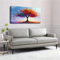 Vibrant Colorful Tree Painting Wall Art Canvas Office Home Room Framed 120x60cm