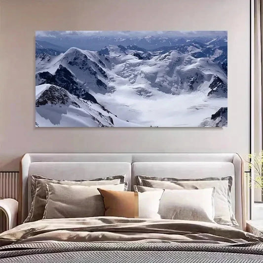 Switzerland Snowy Mountains Wall Art Canvas Office Home Room Framed 120x60cm