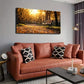 Autumn Pathway Wooden Bench Wall Art Canvas Office Home Room Framed 120x60cm