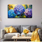 Purple Hydrangea Worth Wall Art Canvas Office Home Room Framed 80x45cm