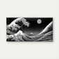 Black and White Wave Wall Art Canvas Office Home Room Framed 120x60cm