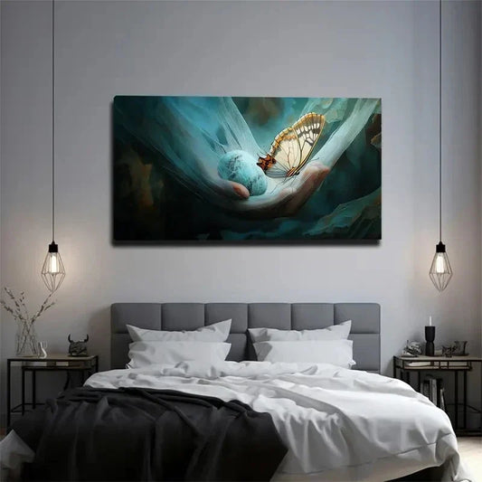 Butterfly Fine Wing Texture Wall Art Canvas Office Home Room Framed 120x60cm