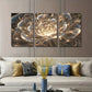 3pcs  Golden Lotus Floral Painting Metal Print Ready to Hang Art