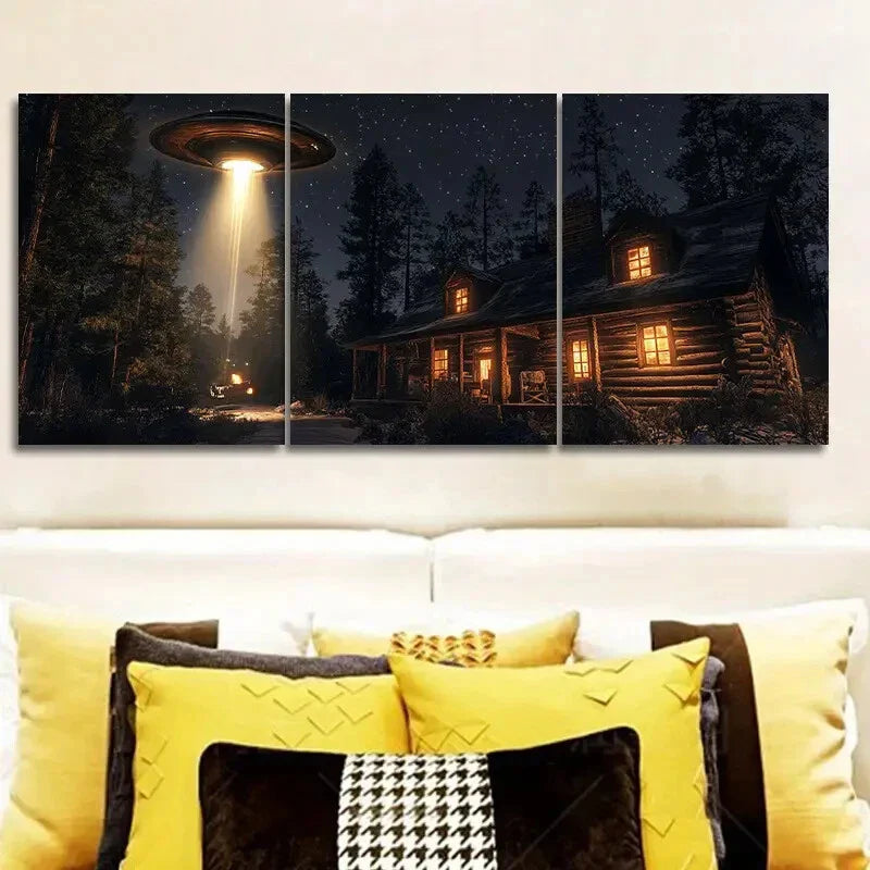 3pcs  Alien Cabin Art Deco Poster Metal Print Ready to Hang Art