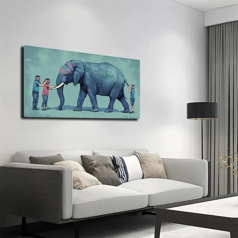 Elephant Covered with Purple Wall Art Canvas Office Home Room Framed 120x60cm