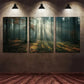 3pcs Misty Forest Tall Trees Sunrise Metal Print Ready to Hang Art