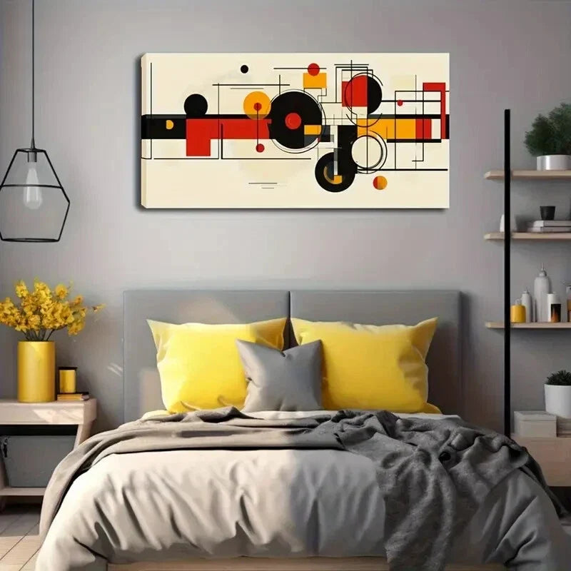 Geometric Design Black Line Wall Art Canvas Office Home Room Framed 120x60cm
