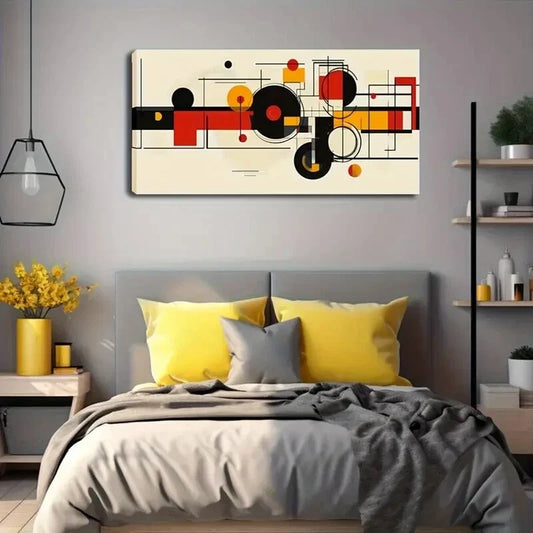 Geometric Design Black Line Wall Art Canvas Office Home Room Framed 120x60cm