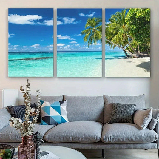 3pcs Beach Shore Nature Ocean Metal Print Ready to Hang Art