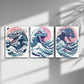 3pcs Majestic Sea Beast Waves Metal Print Ready to Hang Art