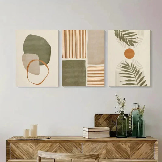 3pcs Tropical Leaves Abstract Shapes Metal Print Ready to Hang Art