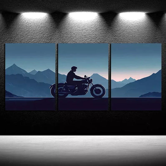 3pcs Vibrant Motorcycle Rider Canvas Framed 40x60cm - High Quality Print 100% Australian Made Wall Canvas Ready to Hang