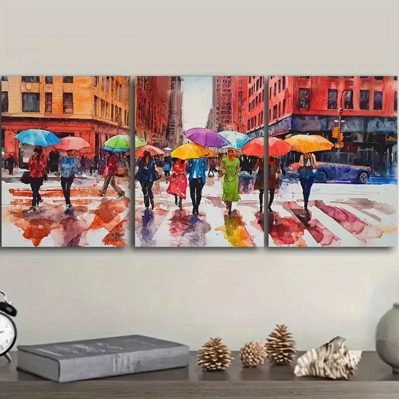 3pcs  The vibrant streets of New York City  Wall Art Set Canvas Framed 40x60cm - High Quality Print 100% Australian Made Wall Canvas Ready to Hang