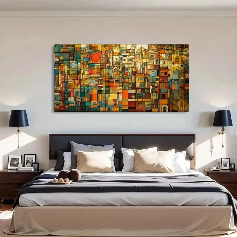 Colorful Modern Decor Geometric Wall Art Canvas Office Home Room Framed 120x60cm