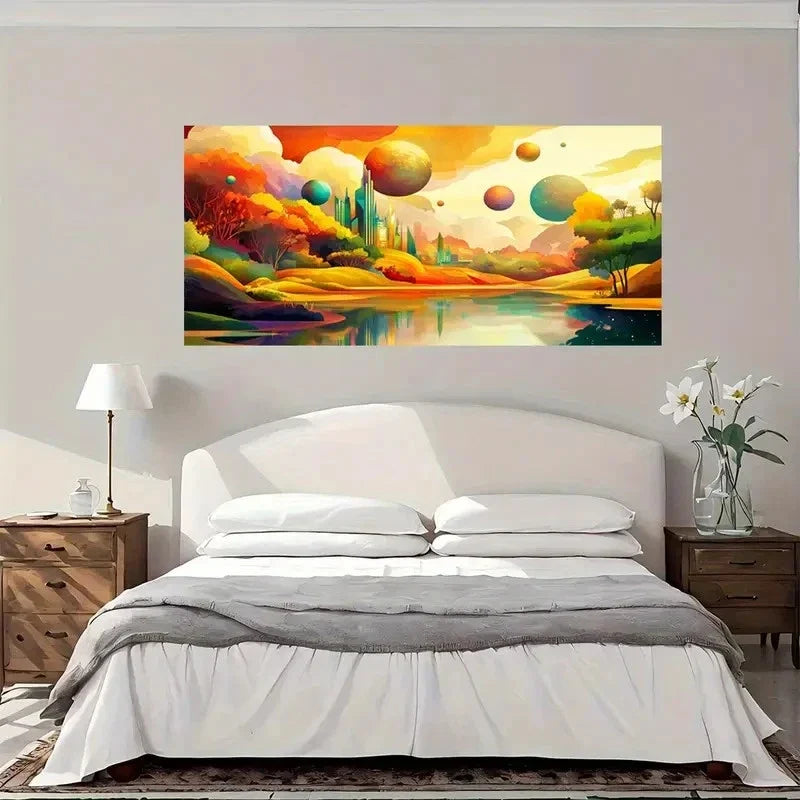 Fantasy Landscape Float Planet Wall Art Canvas Office Home Room Framed 120x60cm