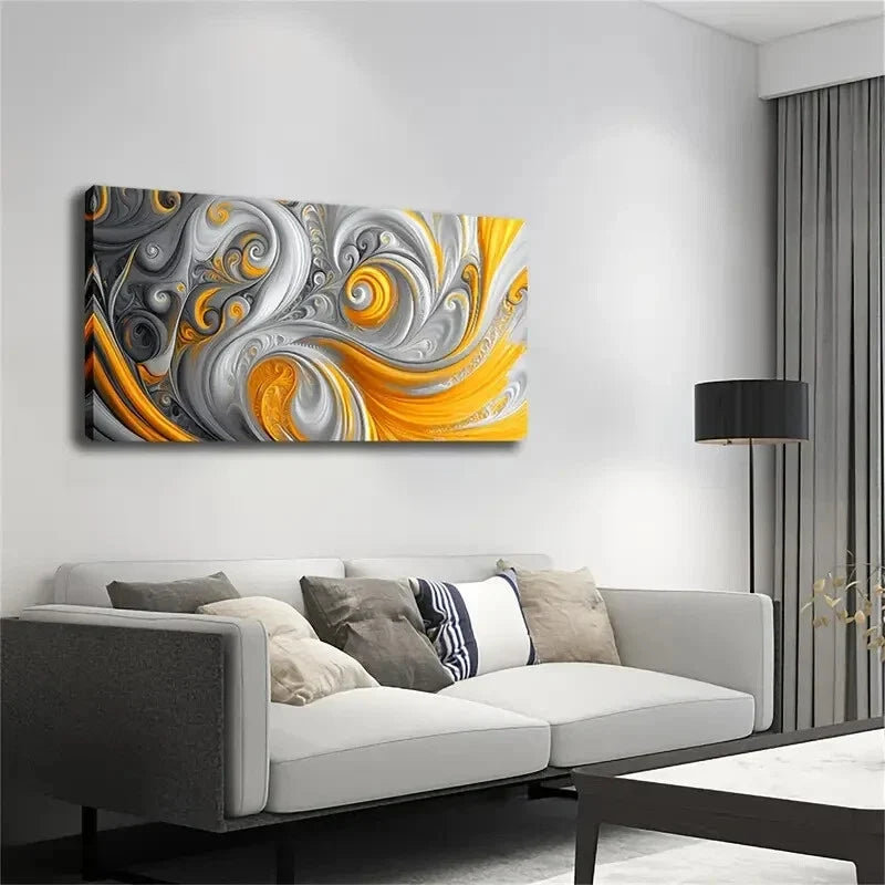 Modern Spiral & Curling Pattern Wall Art Canvas Office Home Room Framed 120x60cm