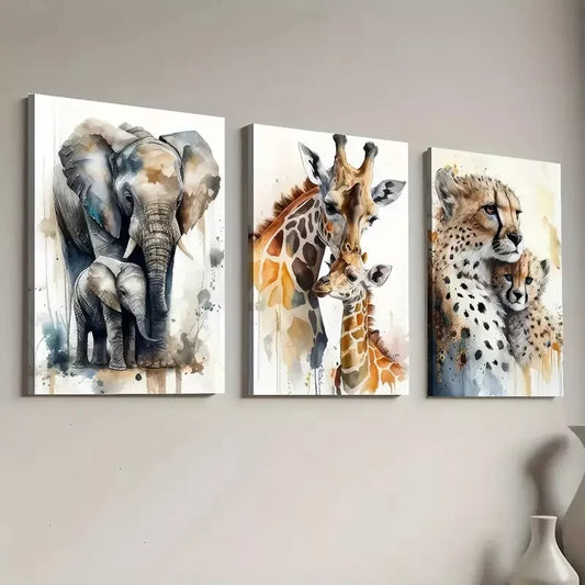 3pcs Modern Elegant Fashion Animal Abstract Wall Art Set Canvas Framed 40x60cm - High Quality Print 100% Australian Made Wall Canvas Ready to Hang
