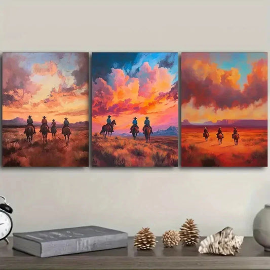 3pcs Free cowboy Art Painting Metal Print Ready to Hang Art