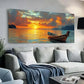 Serene Boats Sunset Lake Wall Art wall canvas office home room framed 120x60cm