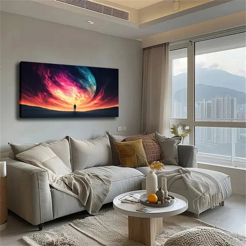 A Person In The Desert Looking Wall Art Canvas Office Home Room Framed 120x60cm