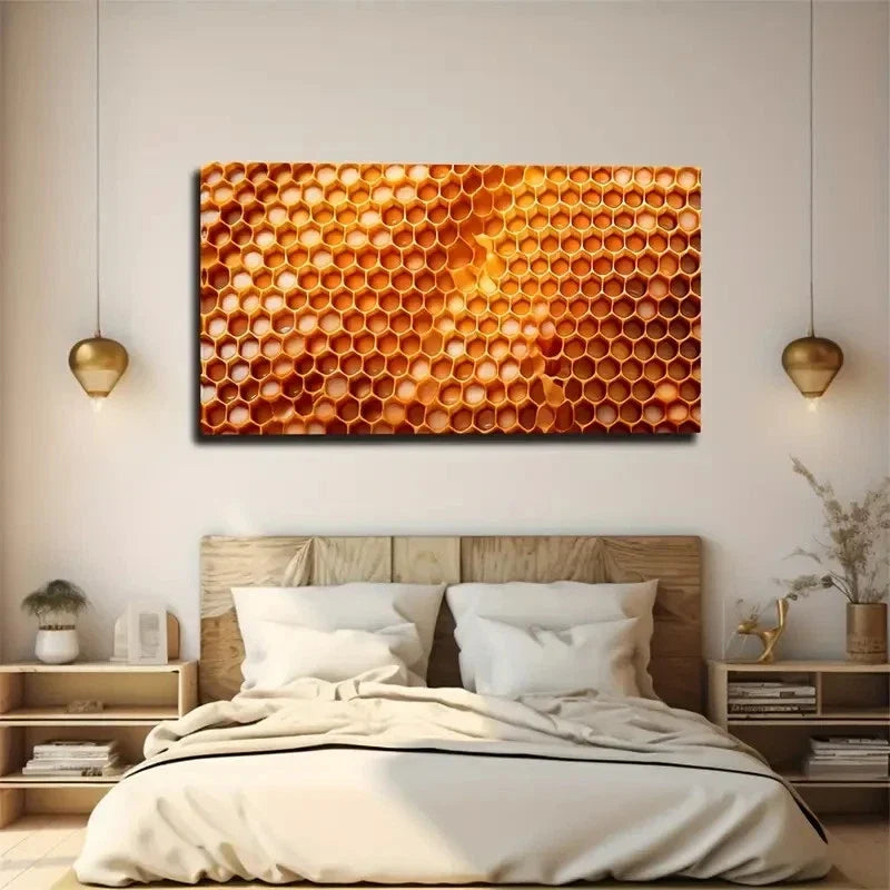 Honeycomb Tempting Sweets Wall Art Canvas Office Home Room Framed 80x45cm