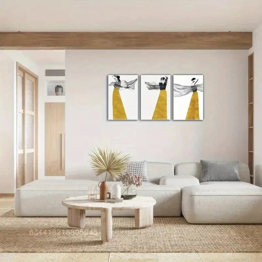 3pcs Graceful Spatial Artistic Display, Character Metal Print Ready to Hang Art
