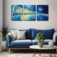 3pcs   observatories and moons, shocking  Wall Art Set Canvas Framed 40x60cm - High Quality Print 100% Australian Made Wall Canvas Ready to Hang