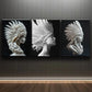 3pcs Abstract Modern Face Crown Gray Metal Print Ready to Hang Art