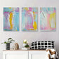 3pcs Soft Pink, Yellow, and Blue Textured Design Metal Print Ready to Hang Art