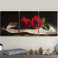 3pcs Red Roses on Vintage Newspaper Metal Print Ready to Hang Art