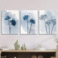 3pcs Blue botanical abstract art, botanical flower MetalPrint Ready to Hang Art