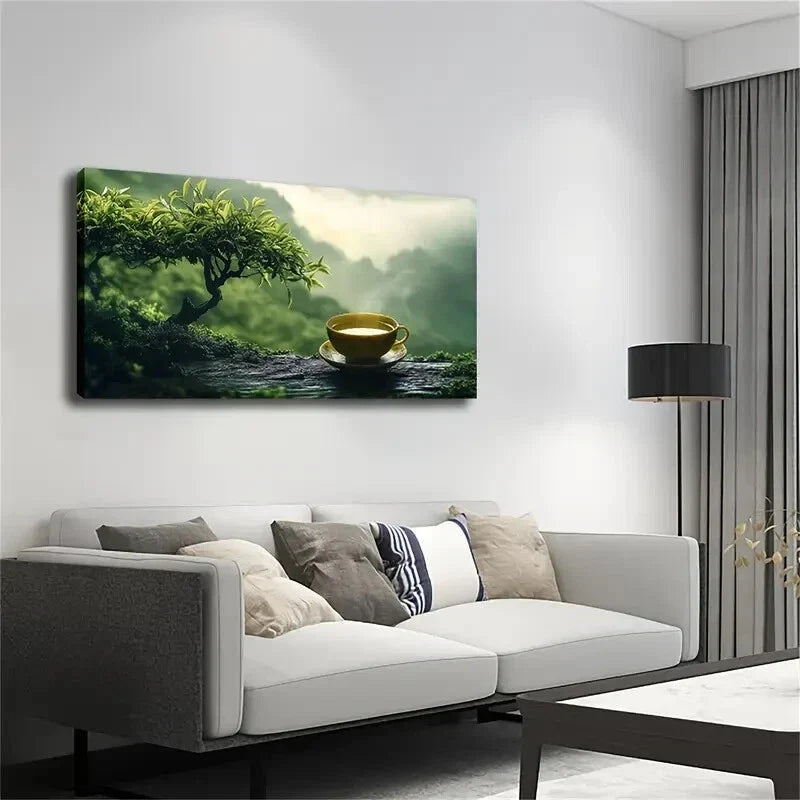 Small Leafy Green Plant Wall Art Canvas Office Home Room Framed 120x60cm