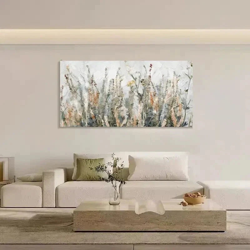 Nordic Aesthetic Weeds Flowers Wall Art Canvas Office Home Room Framed 80x45cm