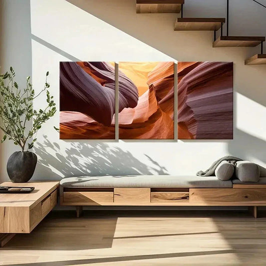 3pcs Abstract Style Aesthetics, Mountain Rock Metal Print Ready to Hang Art