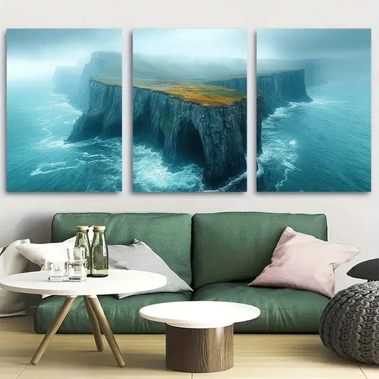 3pcs Scottish Highlands Cliffs Metal Print Ready to Hang Art