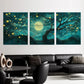 3pcs Art Deco Enchanted Forest Canvas Wall Art Metal Print Ready to Hang Art
