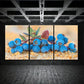 3pcs Vibrant Blueberries and Black Butterflies Metal Print Ready to Hang Art