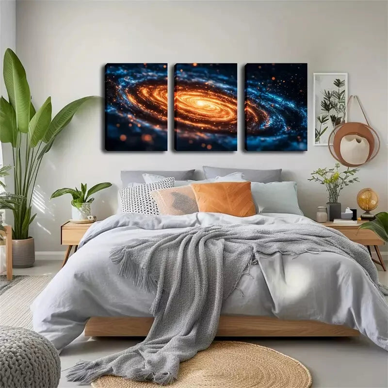 3pcs Home Of Mankind, Galaxy Wall Art Set Canvas Framed 40x60cm - High Quality Print 100% Australian Made Wall Canvas Ready to Hang