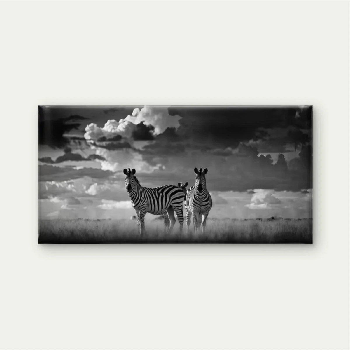 Black And White Zebras Wall Art Canvas Office Home Room Framed 120x60cm