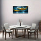 3pcs Golden Fishing Boat & School of Fish, Metal Print Ready to Hang Art