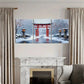 3pcs Snowy Winter Wonderland with Red Lanterns Metal Print Ready to Hang Art