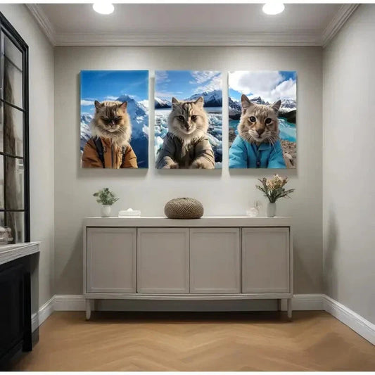 3pcs Funny Animals Art The Himalayas  Metal Print Ready to Hang Art