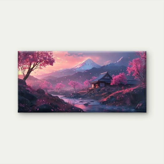 Tranquil Stream Landscape Wall Art Canvas Office Home Room Framed 80x45cm