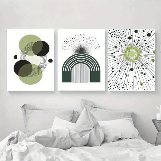 3pcs Minimalist Boho Geometric Modern Metal Print Ready to Hang Art