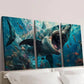 3pcs Great White Shark Canvas Animal Wall Art Set Canvas Framed 40x60cm - High Quality Print 100% Australian Made Wall Canvas Ready to Hang