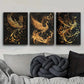 3pcs   The black and gold phoenix  Metal Print Ready to Hang Art