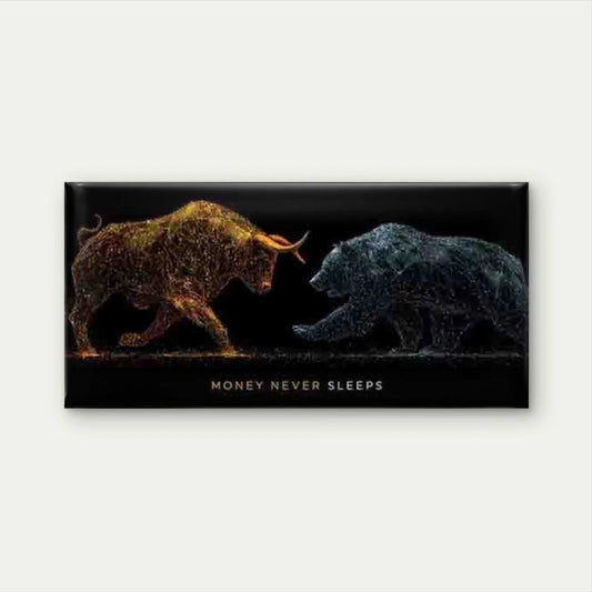 Bull vs Bear Stock Market Wall Art Canvas Office Home Room Framed 120x60cm