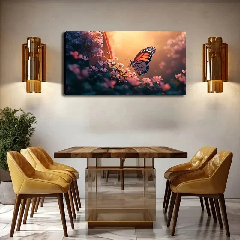 Monarch Butterfly Resting Wall Art Canvas Office Home Room Framed 120x60cm